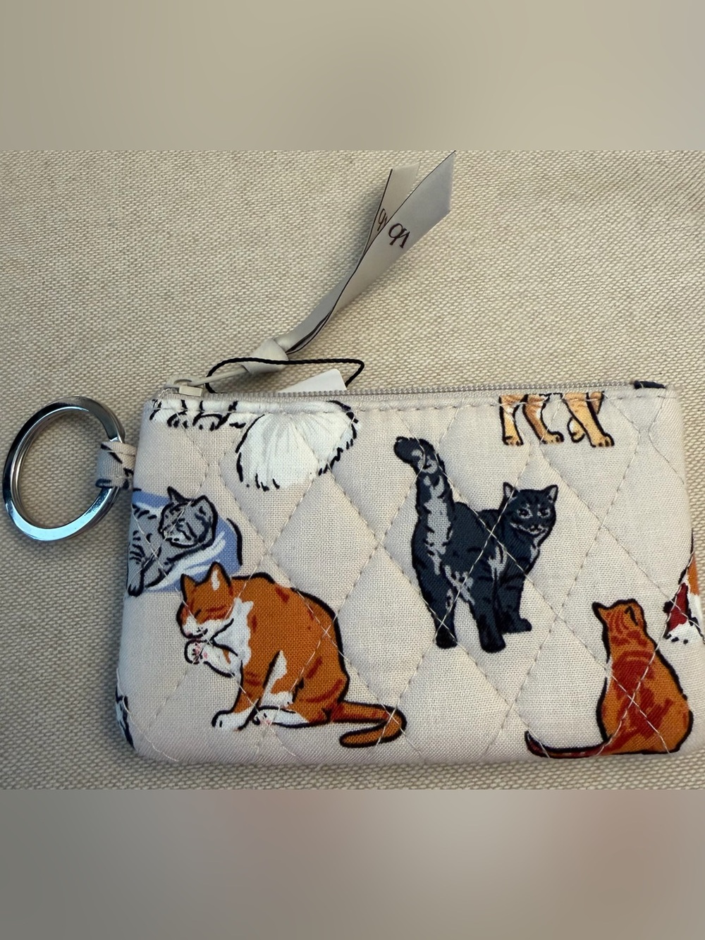 Vera Bradley Zip ID Case with Key Ring in A Cat’s Life  NEW